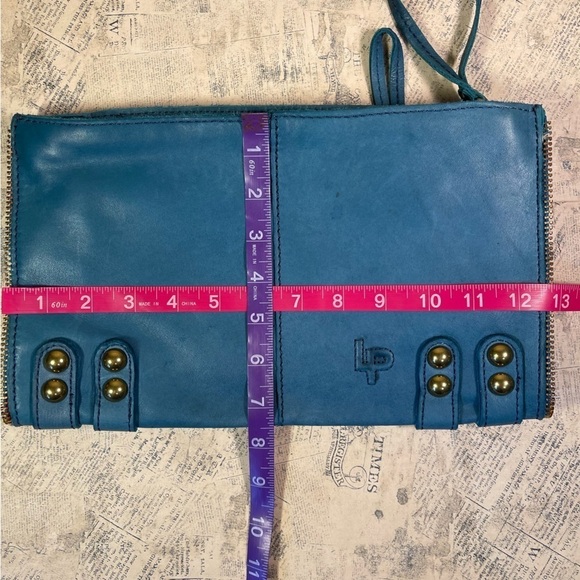 Linea Pelle Double Zipper Clutch with studs and decorative zipper around - Picture 12 of 12